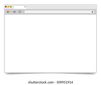 Simple opened browser window on white background with shadow. Browser template / mockup.