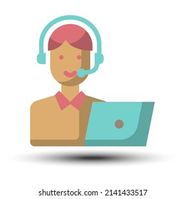 simple operator flat people icon, support and service and related on the white background