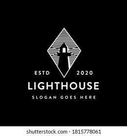 Simple optical effect lighthouse logo icon illustration