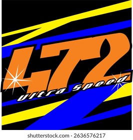 Simple orange 472 number vector and ULTRA SPEED text, sport design.