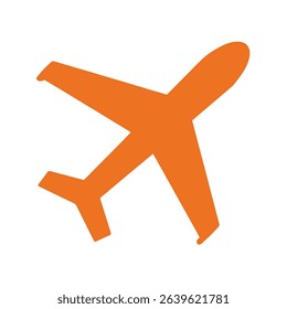 Simple orange airplane icon travel flight journey departure arrival