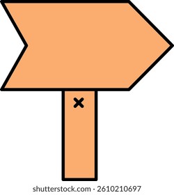 Simple Orange Arrow Sign Illustration