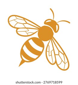 A simple, orange bee graphic with distinct wings and a striped abdomen is displayed.