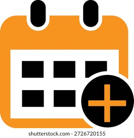 Sencillo Diseño gráfico naranja y negro que simboliza la adición o creación de un nuevo evento programado