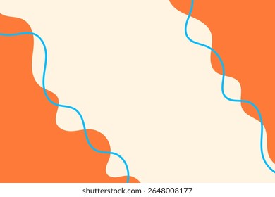 Fundo editável de linha ondulada azul laranja simples para banner, folheto, cartaz e muito mais