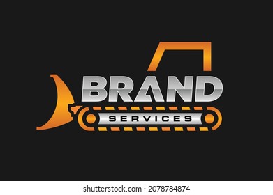 Simple Orange Bulldozer Text Logo