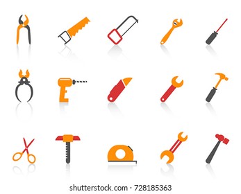 simple orange color hand tool icons set