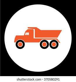 simple orange dump truck car isolated icon eps10