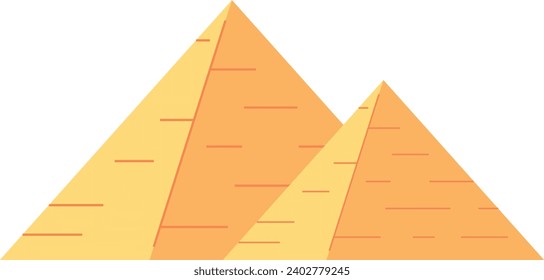 Simple orange flat drawing of the Egyptian historical landmark monument of the GIZA PYRAMID COMPLEX, GIZA