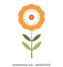 Simple Orange Flower Illustration with White Dots