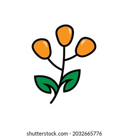 einfaches orangefarbenes Blütenlogo