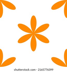 Flores naranjas simples, pétalos sin costura, patrón repetible, fondo. La naturaleza, la ecología, el fondo botánico y el concepto de jardinería. Silhouettes de flores, símbolos y motivos textura repetitiva