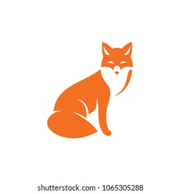 Simple Orange Fox Sit Logo Mascot