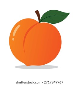 Icono de fruta naranja simple con hojas verdes y tallo.