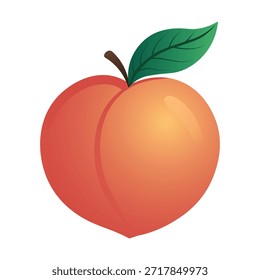 Ícone de fruta laranja simples com folhas verdes e caule.