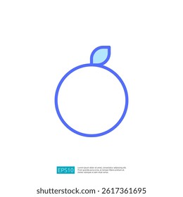 Simple Orange Fruit Icon with Leaf Symbolizing Fresh Agriculture and Healthy Nutrition