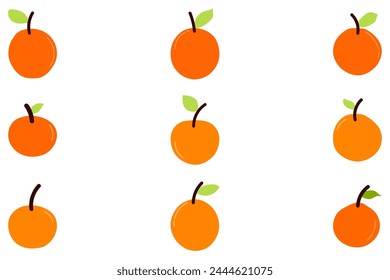 Conjunto de iconos de fruta de naranja simple