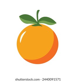 Einfache orange Frucht Icon Vektor-Bild, Mandarine oder Clementine Orange mit Blättern