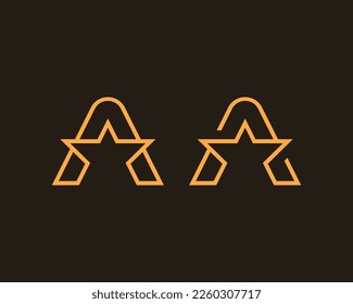 Simple orange gradient letter A star logo design template on white background