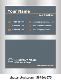 simple orange and gray theme business name card template vector