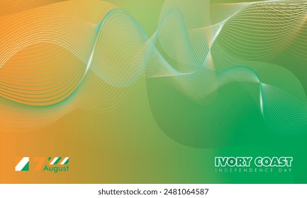 Simple orange green gradient abstract background with waving lines design for Ivory Coast independence day campaign design