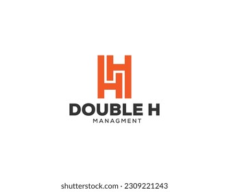 Plantilla de diseño del logotipo de la carta inicial naranja simple HH
