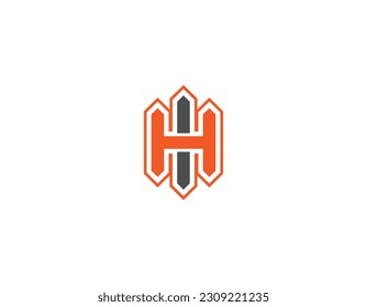 Simple Orange Initial Letter HI Logo Design template