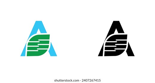 A simple orange leaf logo with a combination letter from A to Z | premium vector