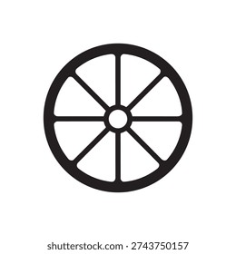 Simple Orange Lemon Slice Icon Monochrome Round Fruit Design