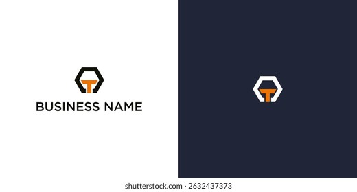 Simple Orange Letter T Hexagon Logo – Modern Minimalist Business Branding Vector