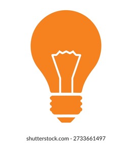 Simple orange light bulb icon on white background