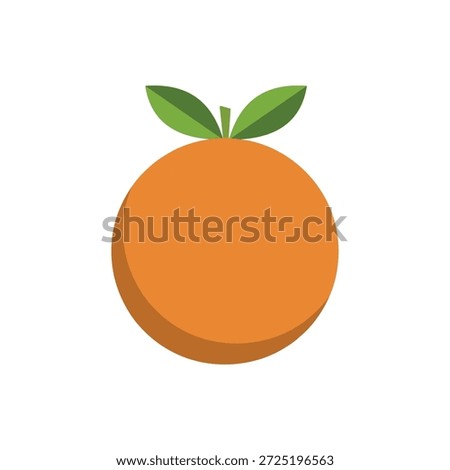 Simple orange mandarin fruit with green leaf as symbol of abundance and fortune.