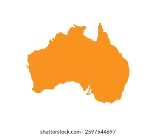 Simple orange map of Australia isolated on a white background.