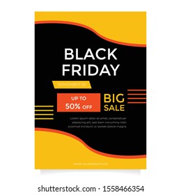 Simple Orange ornament Black Friday sale flyer template