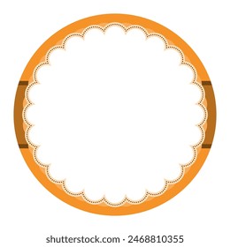 Simple Orange Ornamental Round Sticker Plain Label Blank Background Seal Design