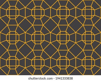 Simple orange outline octagonal shapes repeating pattern on a gray background, geometric vector illustration