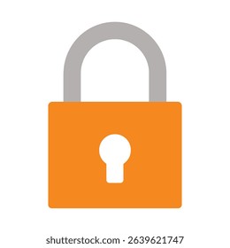 Simple orange padlock icon security privacy protection