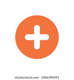Simple orange plus icon on a white background, representing addition or more options in design and applications.
