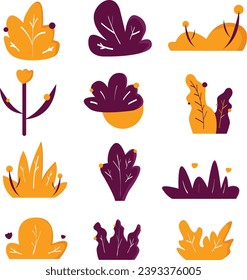 Einfaches Orange- und Purple-Bush-Illustrations-Design