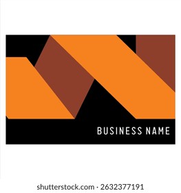 Simple orange ribbon shape vector, business card design.