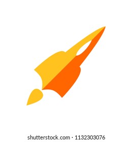 Simple Orange Rocket Air Plane Symbol Design