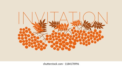 Simple orange rowanberry pattern for autumn design projects. Halloween or Thanksgiving Day stylish elegant invitation