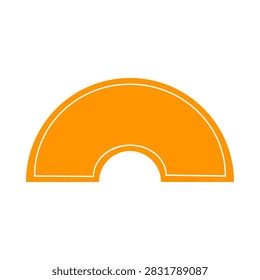Simple orange semicircle gauge icon with white outline and central curved cutout, isolated on a clean white background.