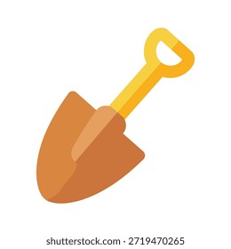 Einfaches orangefarbenes Schaufelsymbol, das Gärtnern und Graben symbolisiert