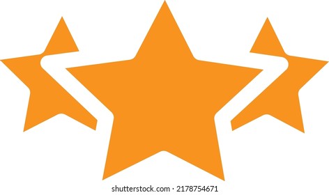 simple orange star like attractive icon and symbol {triple star icon] 