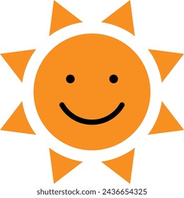 Icono naranja simple del sol con la cara
