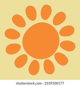 Simple Orange Sun Illustration with Rays