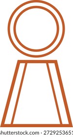 Ícone de troféu laranja simples com topo circular e linhas de base triangulares