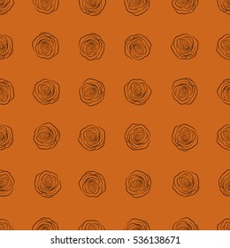 Simple orange vector roses silhouette seamless pattern.