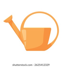 Simple orange watering can standing, ready to be used for gardening and plant care